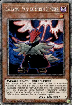 Blackwing - Vayu The Emblem Of Honor - Platinum Secret Rare RA03-EN224 NM YuGiOh - Image 1