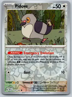 Pidove - Reverse Holo - Temporal Forces TEF 133/162 Pokemon TCG Card - Image 1