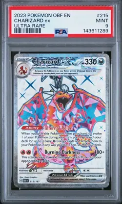 Pokemon TCG Charizard EX Obsidian Flames Holo Ultra Rare Card 215/197 PSA 9. - Image 1