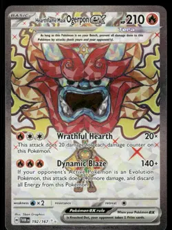 Pokemon Cards Hearthflame Mask Ogerpon ex 192/167 Twilight Masquerade NM - Image 1