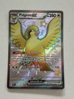 Pokemon Pidgeot EX TCG Scarlet & Violet Paldean Fates 221/091 Shiny - Image 1
