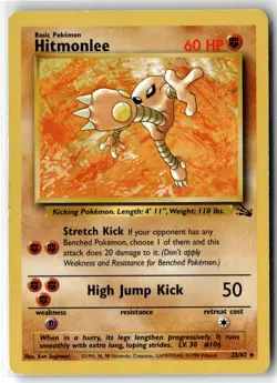 Hitmonlee ⭐ 22/62 Rare Fossil 1999 Pokemon LP - Image 1