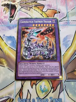 Yugioh - Chimeratech Fortress Dragon PGL3-EN057 NM 1st ed Gold Rare - Image 1