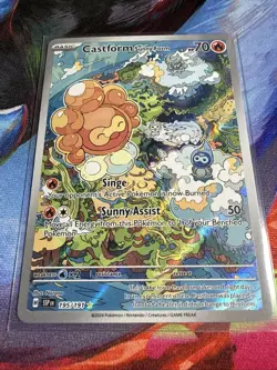 Castform Sunny Form 195/191 Illustration Rare Surging Sparks Pokemon Card NM - Image 2