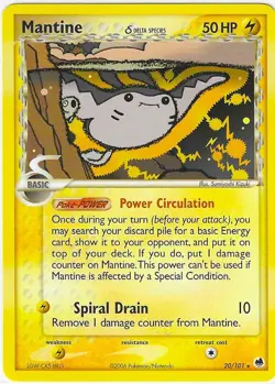 MANTINE 20/101 EX Dragon Frontiers Pokemon RARE Card NM - Image 1