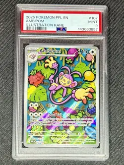 Pokemon TCG Ambipom Illustration Rare 107/094 Holo PSA 9 Phantasmal Flames 2025 - Image 1