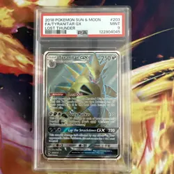 2018 POKEMON SUN & MOON LOST THUNDER #203 FULL ART/TYRANITAR GX PSA 9 - Image 1