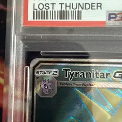 2018 POKEMON SUN & MOON LOST THUNDER #203 FULL ART/TYRANITAR GX PSA 9 - Image 2