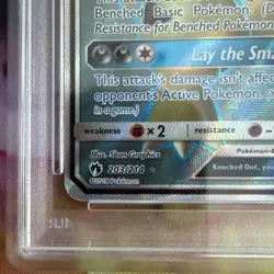 2018 POKEMON SUN & MOON LOST THUNDER #203 FULL ART/TYRANITAR GX PSA 9 - Image 5