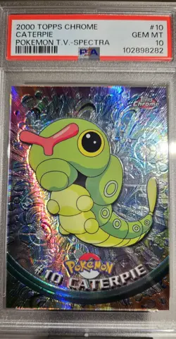 2000 Topps Chome Pokemon TV Animation Edition 1 # 10- SPECTRA CATERPIE PSA- 10 - Image 3