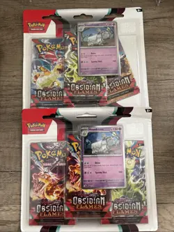 Pokemon - Obsidian Flames Booster Blister - 3 Packs (Houndstone Promo) READ DESC 820650853784 - Image 1