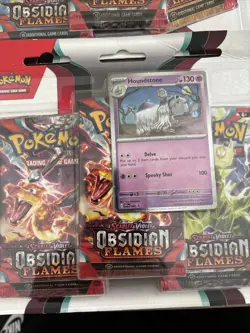 Pokemon - Obsidian Flames Booster Blister - 3 Packs (Houndstone Promo) READ DESC 820650853784 - Image 2