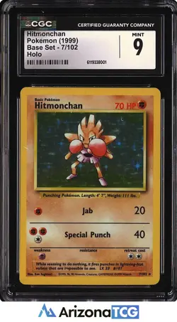 Pokemon 1999 Hitmonchan 7/102 Holo Rare Base Set CGC 9 - Image 1