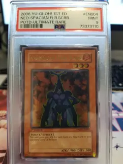 Yugioh 2006 POTD-EN004 1st Edition Neo-Spacian Flare Scarab PSA 9 Ultimate Rare - Image 1