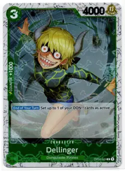 2023 Kingdoms of Intrigue foil Dellinger Character / Green/Donquixote Pirates - Image 1