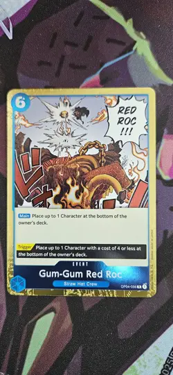 One Piece TCG Card OP04-056 Gum-Gum Red Roc Rare English Edition Mint/NM - Image 2
