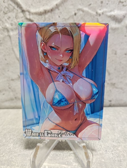 Android 18 Trading Card Waifu Goddess Story Anime Girl holo Karte Manga Full Art - Image 1