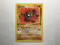 Geodude 1st First Edition Pokemon Card 47/62 Fossil Common English Near Mint NM - Image 1