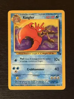 Pokemon TCG Kingler Fossil, Unlimited Uncommon Card 38/62 Near Mint - Image 1