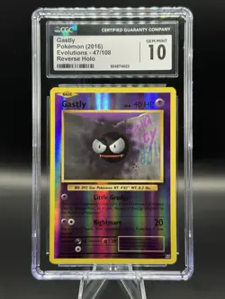 CGC 10 Gastly Reverse Holo XY Evolutions Pokemon #47 English 2016 GEM MINT - Image 1