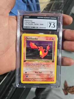2000 Pokemon Team Rocket (1st Edition) Charmander #50 PSA 7.5 Near Mint NM - Image 1