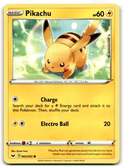 Pokemon SWSH01: Sword & Shield Base Set Pikachu #065/202 Common - Image 1