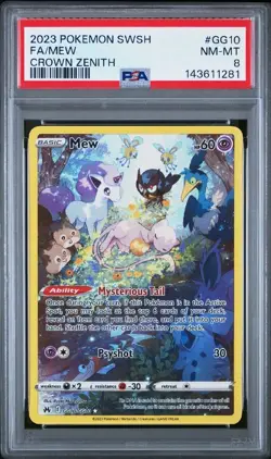 Pokemon Mew TCG Ultra Rare Full Art Galarian Gallery Crown Zenith GG10 PSA 8 - Image 1