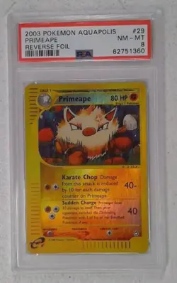 1x V0311: 2003: Primeape: 29/147: Aquapolis: Reverse Holo Rare: PSA: 8: NM-MT: - Image 1