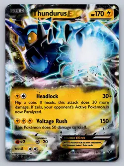Thundurus EX 26/108 Holo Rare EX Roaring Skies Pokemon Near Mint - Image 1