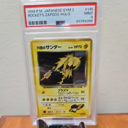 1999 Pokemon Challenge from the Darkness JP Rocket's Zapdos Rare Holo #145 PSA 9 - Image 1