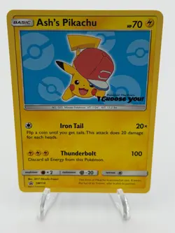 Ash's Pikachu SM114 Pokemon Sun and Moon Promo NM B - Image 1