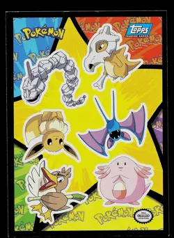 Pokemon Card - Eevee, Chansey, Cubone Topps Sticker Puzzle Blue Logo - Image 1