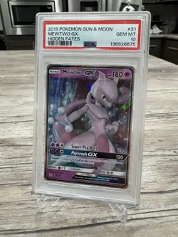 2019 Pokemon Sun & Moon Hidden Fates Mewtwo GX #31 PSA 10 - Image 2