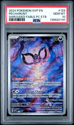 2024 POKEMON SHROUDED FABLE POKEMON CENTER ETB PROMO SVP #129 PECHARUNT PSA 10 - Image 1