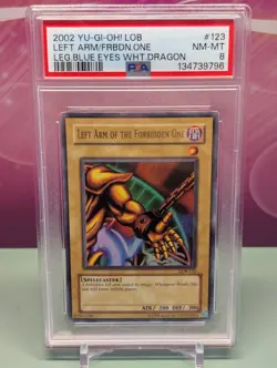 2002 Yu Gi Oh Left Arm Of The Forbidden One Unlimited LOB-123 PSA 8 - Image 1