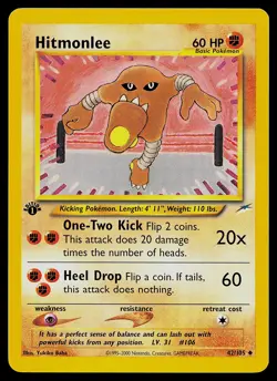 Pokemon Card - Hitmonlee Neo Destiny 42/105 Uncommon 1st Edition - Image 1