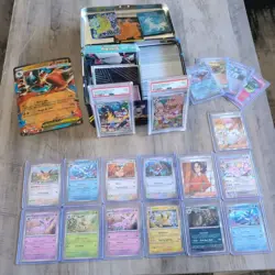 HUGE Pokemon Card Collection Lot PSA Slabs Holos Eevee Evolutions + Tin Bulk! - Image 1