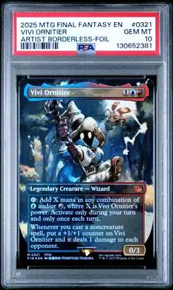 2025 MTG FINAL FANTASY ARTIST BORDERLESS-FOIL #0321 VIVI ORNITIER PSA 10 - Image 1