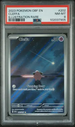2023 POKEMON OBF EN-OBSIDIAN FLAMES ILLUSTRATION RARE #202 CLEFFA PSA 8 - Image 1