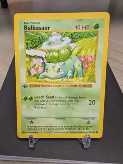 Pokemon TCG Bulbasaur 044/102 Base Set, Shadowless 1st Edition 1999 044/102 - Image 1