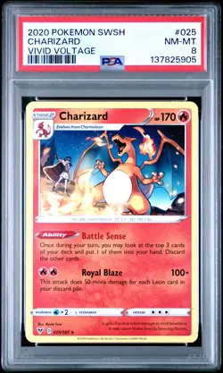 2020 POKEMON SWORD & SHIELD VIVID VOLTAGE #025 CHARIZARD PSA 8 - Image 1