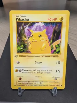 1st Edition Pikachu (Yellow Cheeks) 058/102 Pokemon Base Set (Shadowless) - Image 1