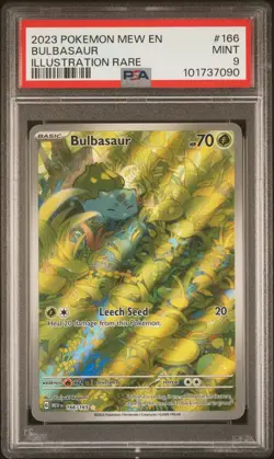 2023 POKEMON MEW EN 151 166/165 BULBASAUR ILLUSTRATION RARE PSA 9 - Image 1