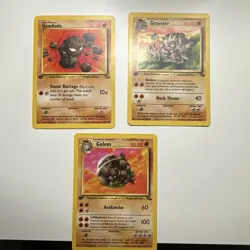 Pokemon TCG Geodude Graveler & Golem 1st Edition Fossil Set NM Condition - Image 1
