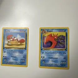 Kingler & Krabby 1999 Pokemon Fossil Set 1st Edition #38 #51 WOTC TCG Vintage LP - Image 1