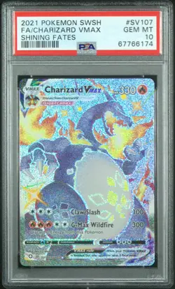 2021 Pokemon Shining Fates SV107 Charizard VMAX Full Art PSA 10 - Image 1