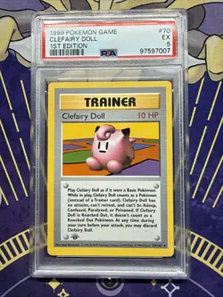 1999 Pokemon Clefairy Doll 70/102 Base Set 1st Edition PSA 5 - Image 1