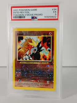 Entei - Reverse Foil - Pokemon 3 Movie Promo 2001 - #34 - PSA 5 - Image 3