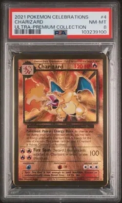Pokemon Card Charizard 4/102 Gold Metal Celebrations UPC 25th Anniversary PSA 8 - Image 1