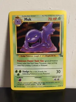 Pokemon TCG Muk Holo Rare Card 13/62 Fossil 1999 Unlimited HP - Image 1